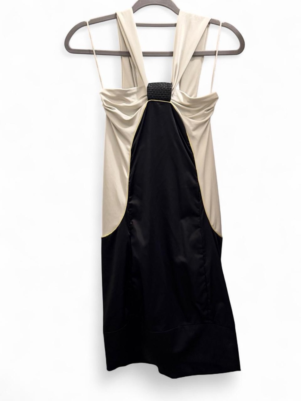 VINTAGE Iodice Black Ivory Colorblock Cutout Mini Dress XS
